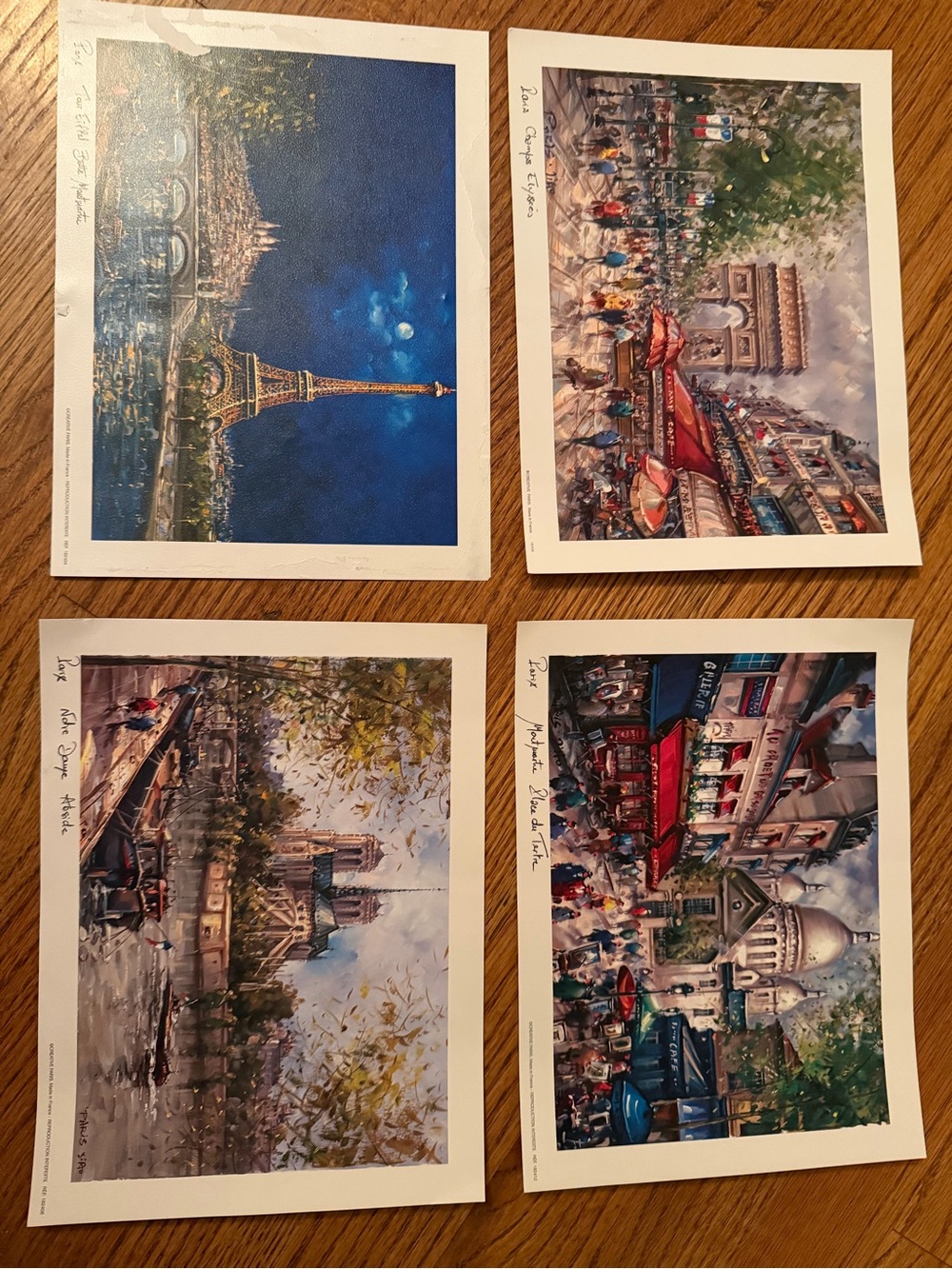 Paris Cityscape Art Print Set - Blue, Red, Beige Accents